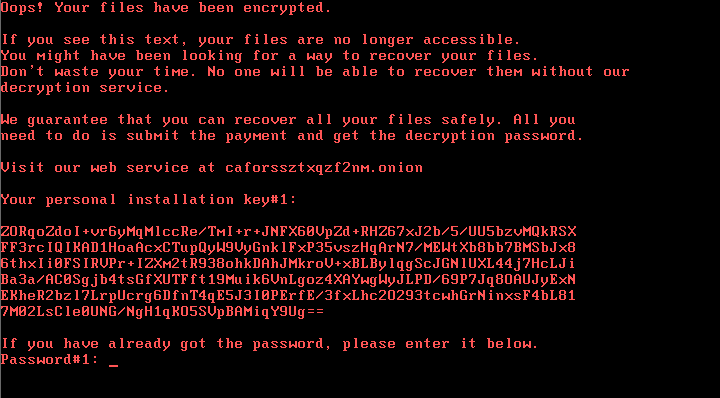 Screenshot from ESET report, after ransomware has infected a computer