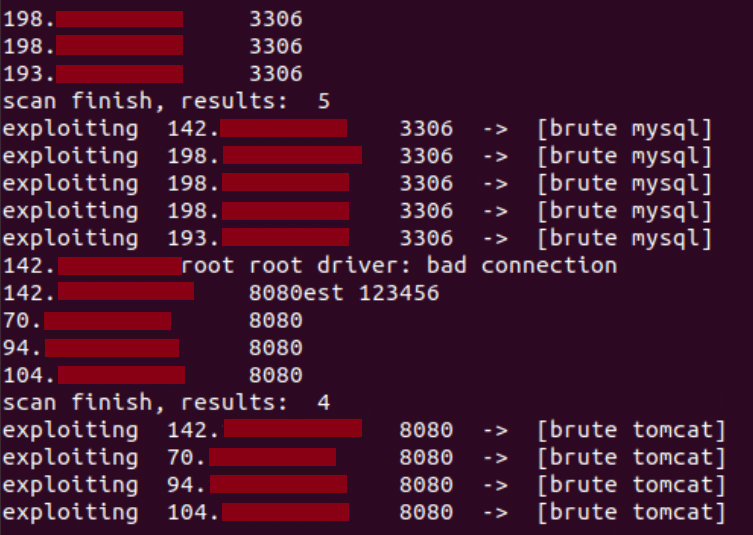 Figure 4: Snippet from worm output