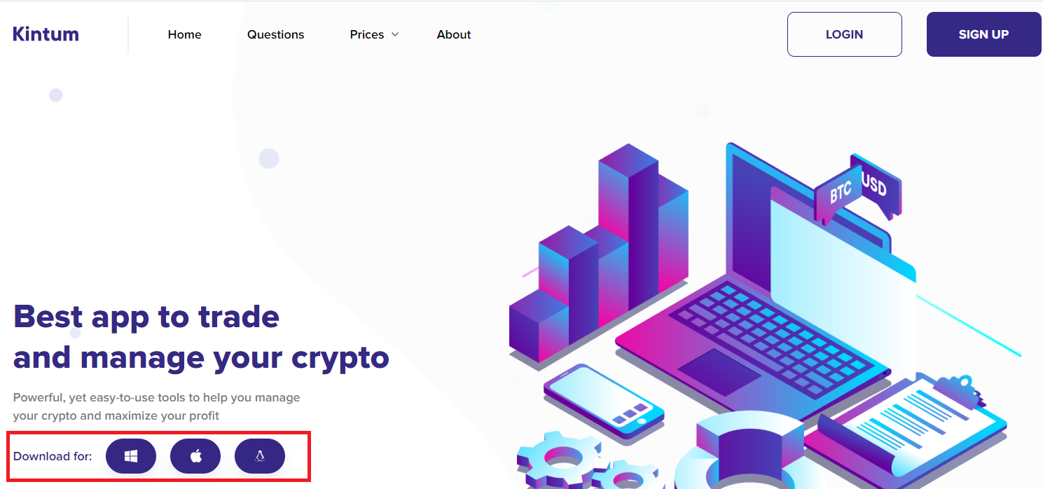 Figure 1: Kintum homepage which hosts eTrade's Windows, Linux and MacOS trojans