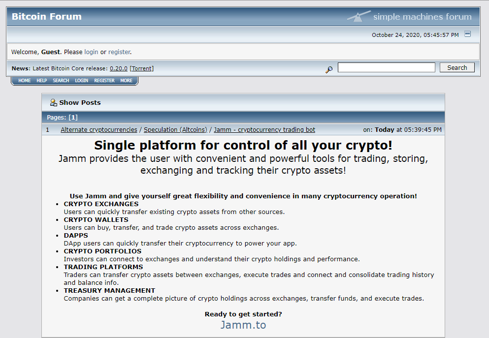 Figure 5: Jamm application promoted in bitcointalk forum