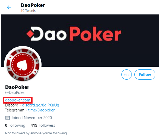 Figure 6: DaoPoker's Twitter page