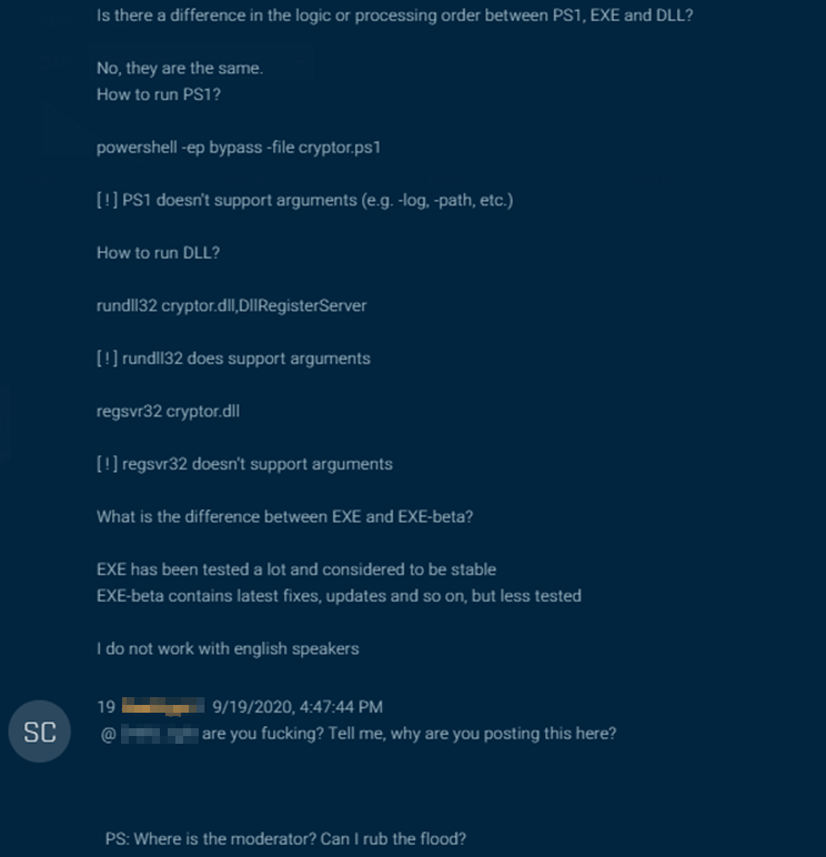 Figure 16: The threat actor's angry response to a technical analysis of the ransomware.