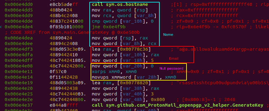 Figure 2: Generation of public-private key pair using the open-source library from Proton Mail.