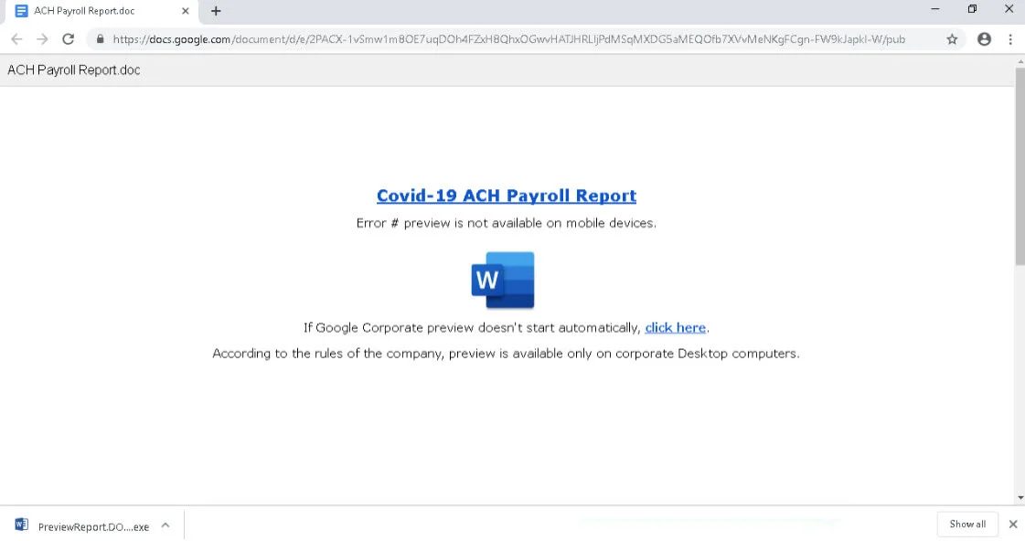 COVID-19 themed phishing campaign (source: BleepingComputer)