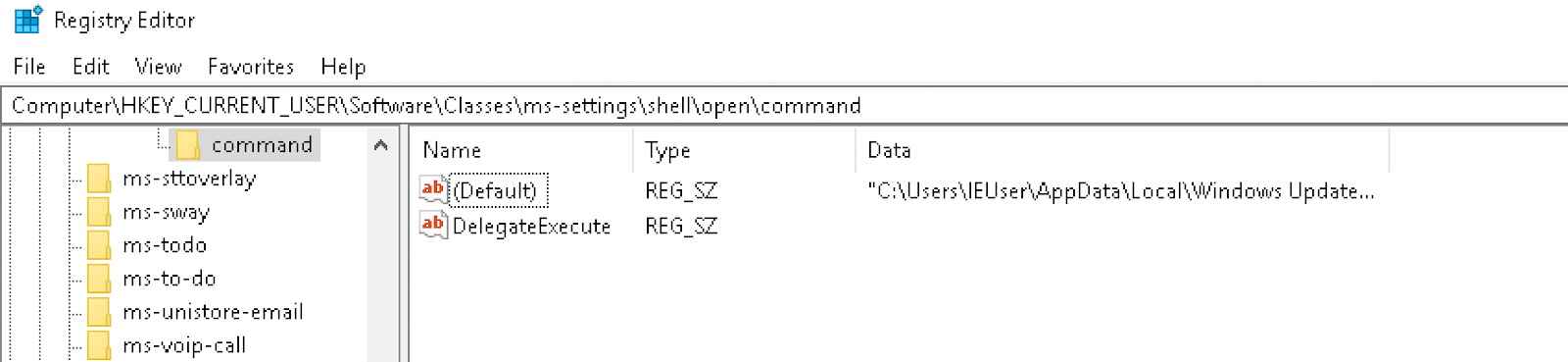 Figure 10: Registry set for exploit