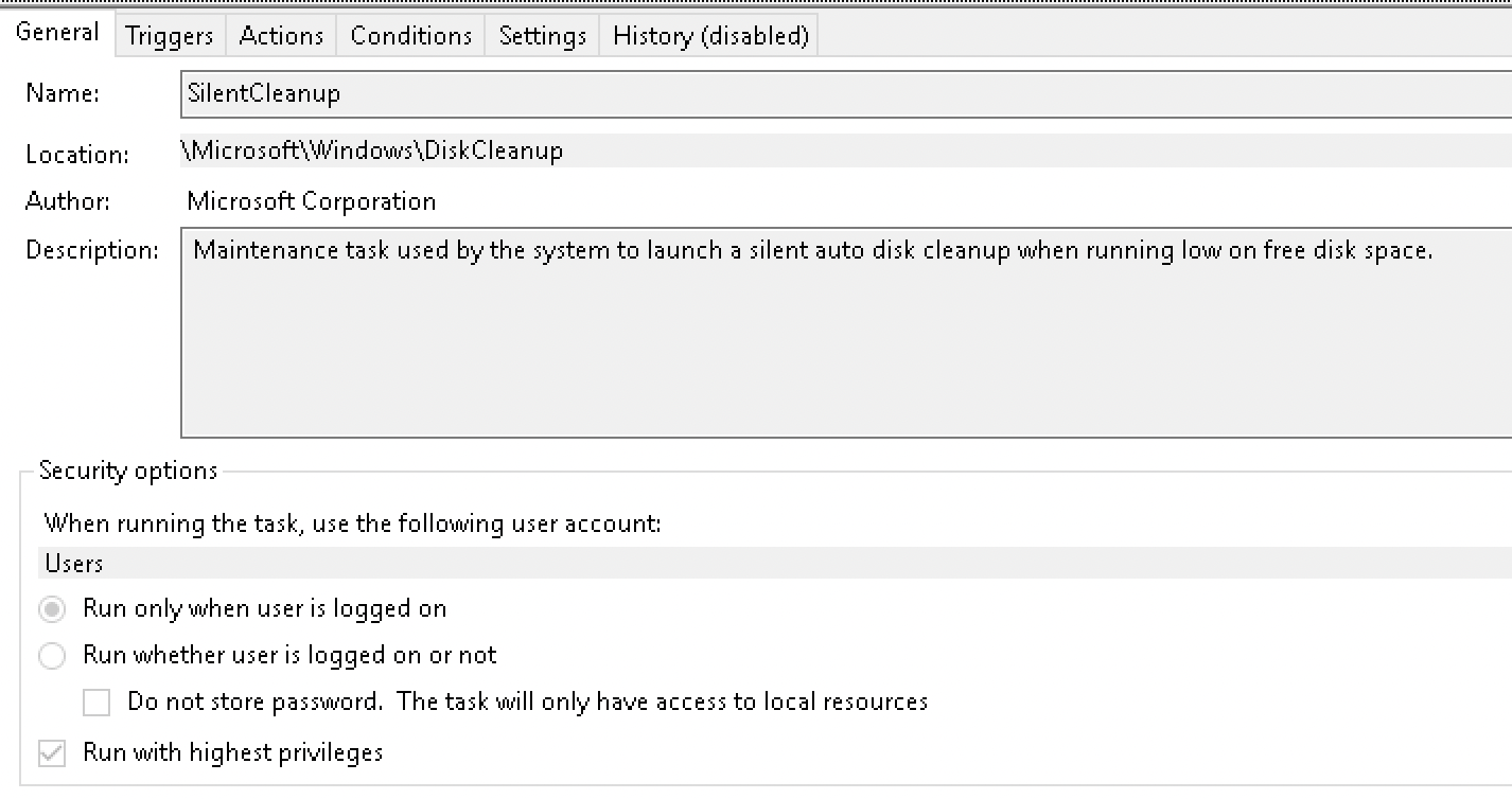 Figure 12: Config for SilentCleanup