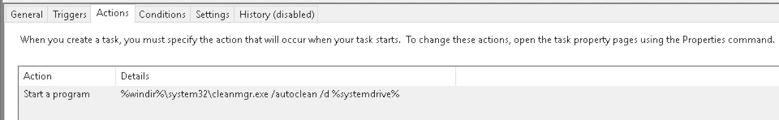 Figure 13: Action of the scheduled task (SilentCleanup)