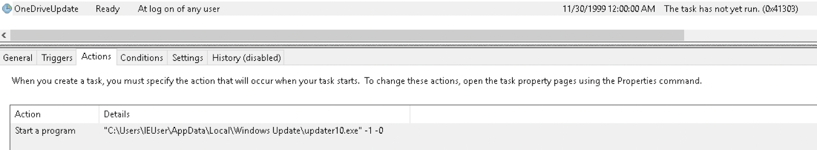Figure 8: Action of triggering the task