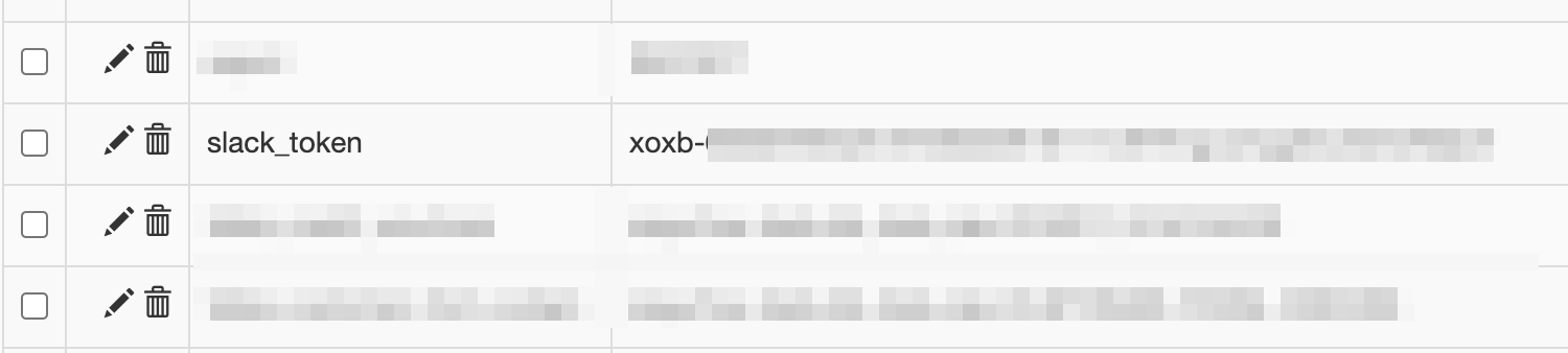 Hardcoded Slack token in variables.