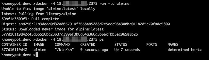 Creation of a container from a remote system.