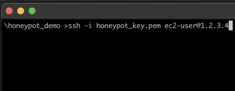 SSH command to log into the EC2 instance.