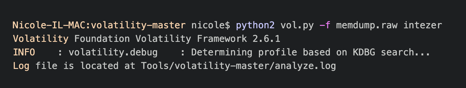 Executing Intezer's plugin for Volatility on a memory dump.