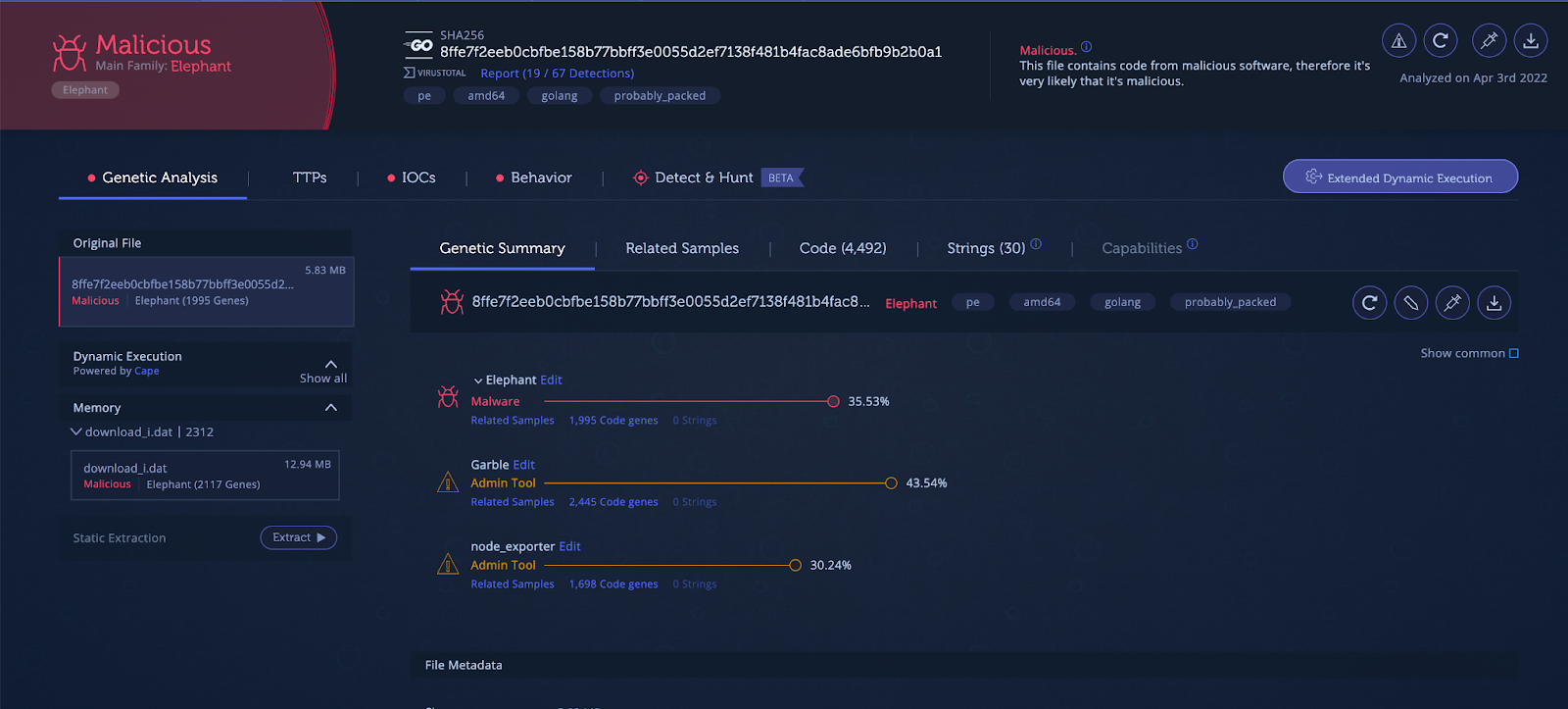 Analysis of the Elephant downloader (https://analyze.intezer.com/files/8ffe7f2eeb0cbfbe158b77bbff3e0055d2ef7138f481b4fac8ade6bfb9b2b0a1)
