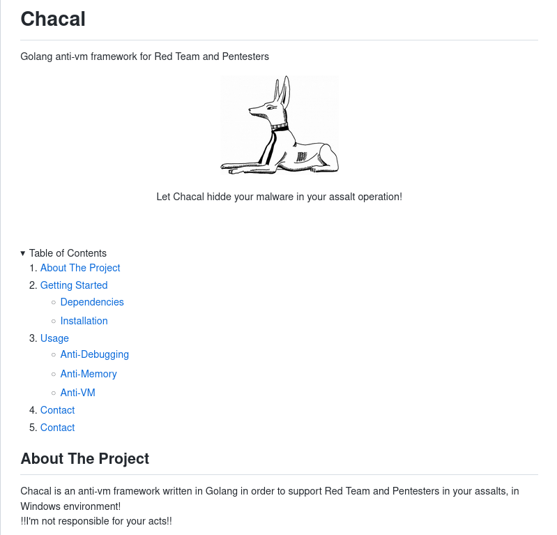 Figure 1: Part of Chacals README.