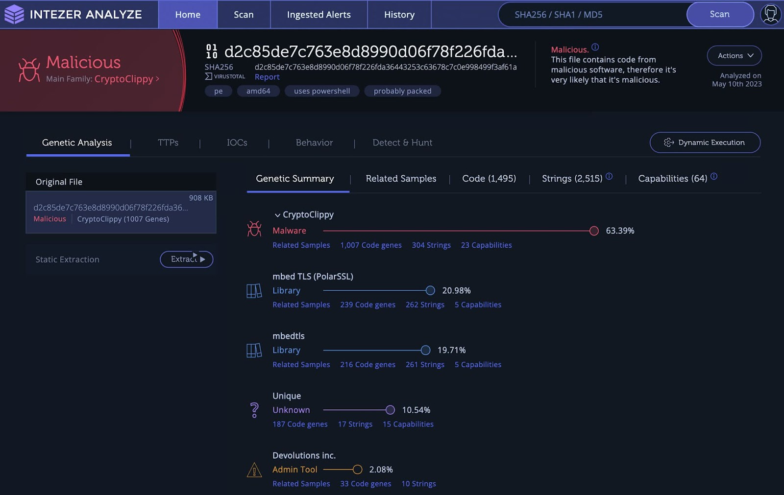 Analysis of the CryptoClippy malware sample obtained from the C2.