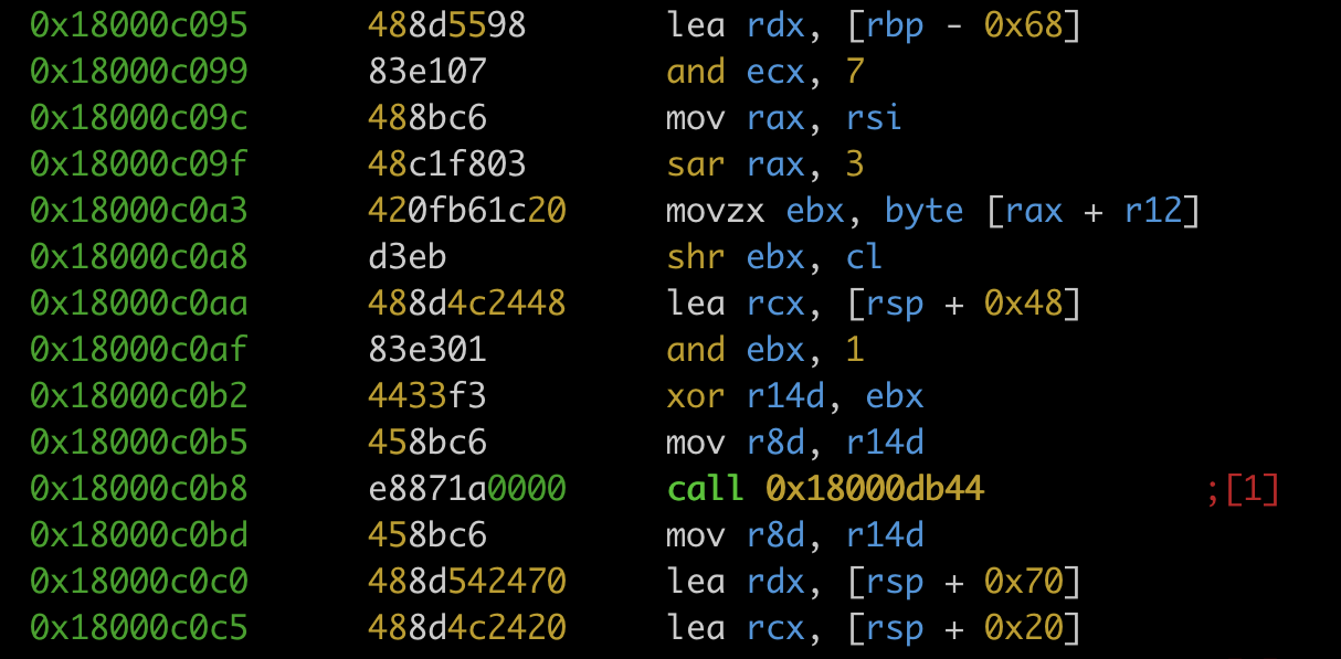 Implementation of encryption using boolean algebra operations.
