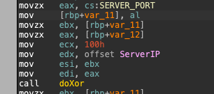 A call to the function that decodes the configuration using XOR.