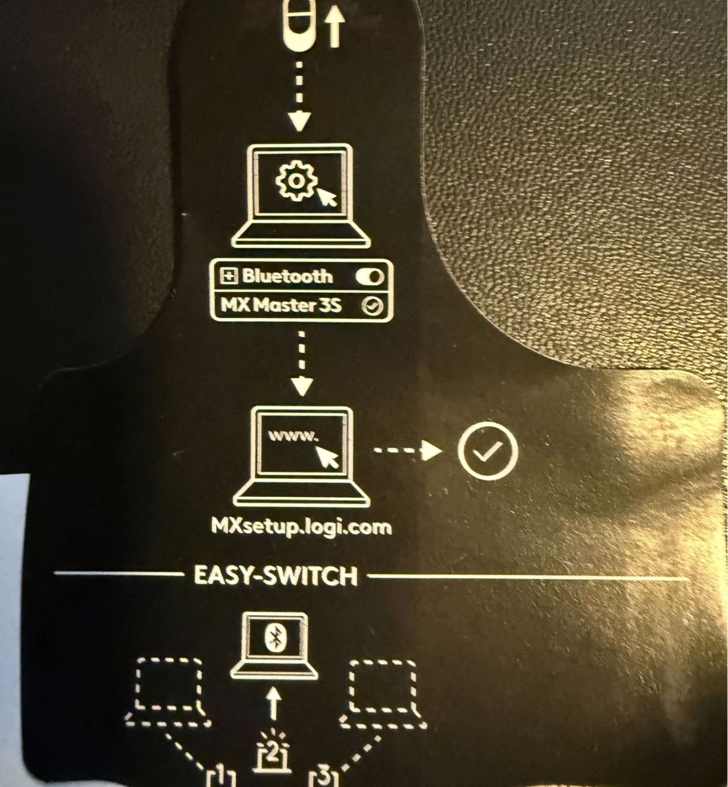 Figure 1: Photo of the instructions included with the mouse to download a companion application.