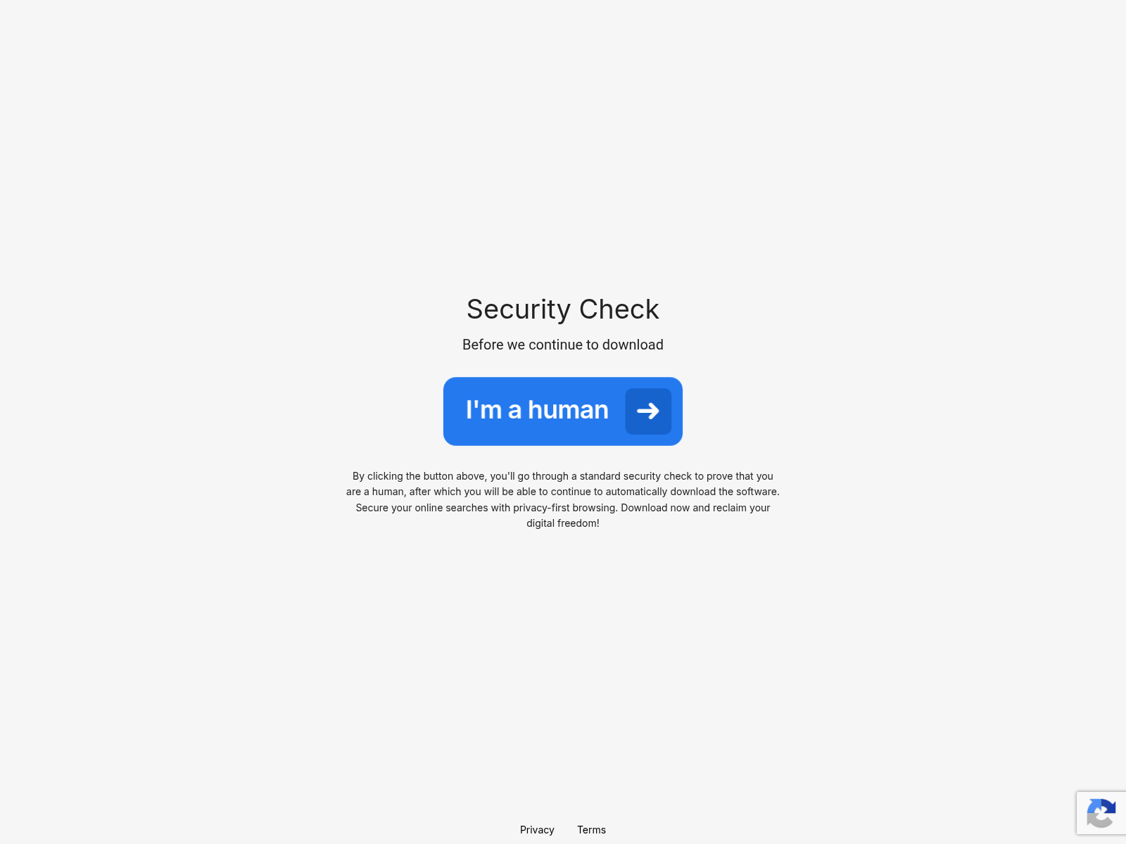 Figure 2: Screenshot of the landing page serving the PUA.